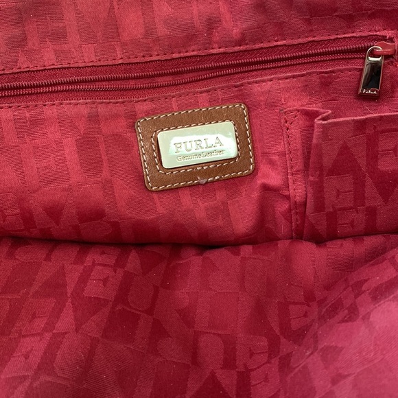 FURLA Leather Tote Cream/Luggage Brown Leather - Picture 9 of 9